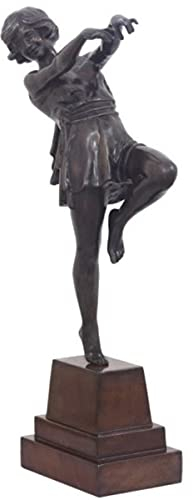 Casa Padrino Luxus Bronzefigur tanzende Dame Bronze/Dunkelbraun 22 x 11 x H. 51 cm - Dekofigur auf Holzsockel