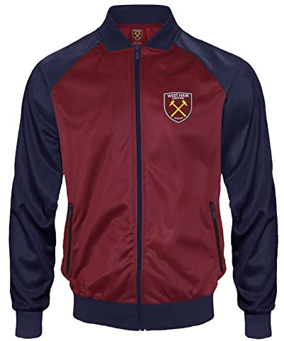 West Ham United FC - Herren Trainingsjacke - Retro - Offizielles Merchandise - Weinrot - XL