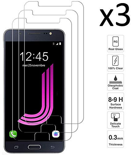 [3 Unidades] Protector de Pantalla compatible para Samsung Galaxy J7 2016, Vidrio Templado, sin burbujas, Alta Definicion, 9H Dureza, Resistente a Arañazos