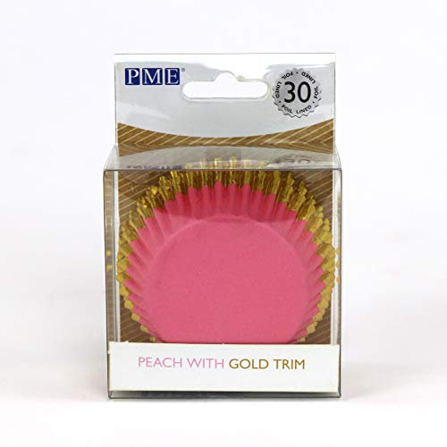 PME Pink with Gold Trim Cupcake Cases, Foil-Lined (Pack of 30)