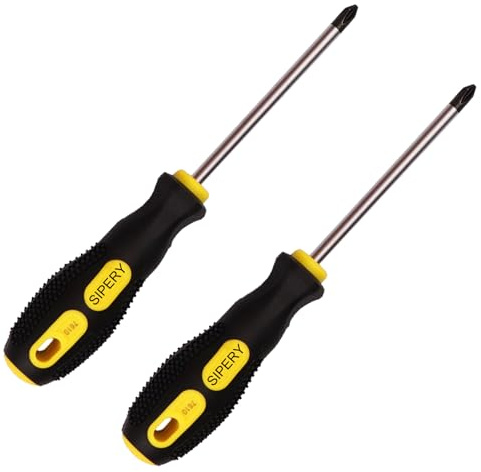 Sipery 2 Pack Phillips Screwdriver - 4 Inch Shaft, Cross-head 6mm PH2 Magnetic Extended Screwdriver With Rubber Handle