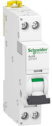 Schneider Electric - Acti9 iDT40T - Modular Circuit Breaker - 1P+N - 25A - Curve B - 4500A/6kA - A9P12625