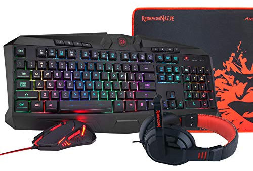Redragon - Combo Teclado+Ratón+Auricular+Alfombrilla K503RGB-SP+M601+H120+P001 Español