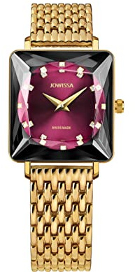 JOWISSA Bordeaux/Gold Facet Princess Schweizer Damenuhr J8.066.M