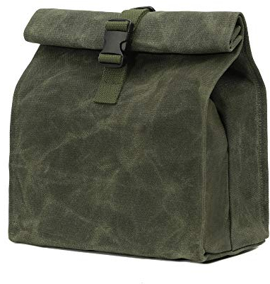 Mittagessen-Tasche aus gewachstem Segeltuch, umweltfreundliche und wiederverwendbare Lunch-Tasche mit verstellbarer Schnalle für Männer, Frauen und Kinder, Weiche Haptik