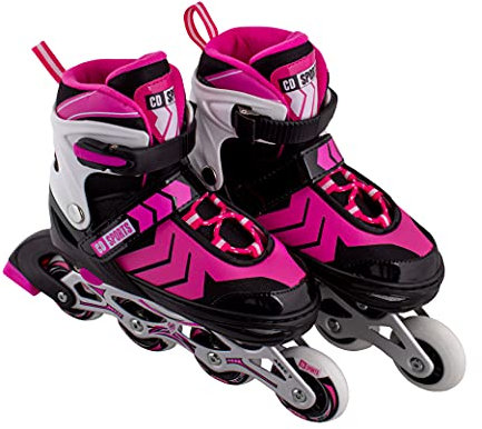 Calma Dragon Inline-Skates, größenverstellbar, Profi-Skates für Erwachsene und Kinder, mit Schutz, 4 Rollen, Schlittschuhe, mit ABEC-7, mit Innenfutter, Rollen für Damen und Herren (Rosa, L)