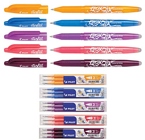 Pilot Frixion radierbarer Tintenroller (Pastell - Set + Ersatzminen, Pastell)