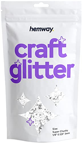 Hemway Craft Glitter - Super Chunky 1/8 0,125 (3 mm) - Glitter für Kunsthandwerk Tumblers Papier Glasdekorationen Verschönern - 100g - Weiß
