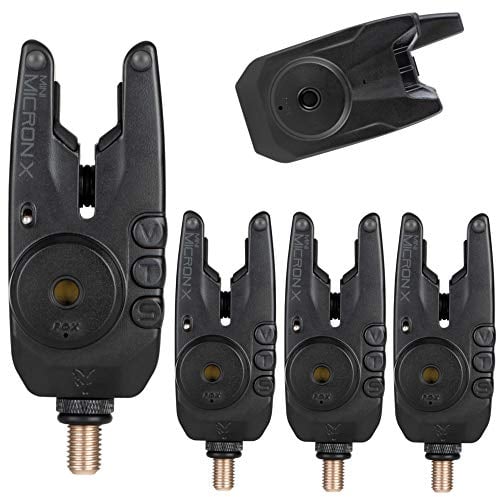 Fox 4+1 Mini Micron X + Hardcases - Bissanzeiger Set zum Angeln auf Karpfen, Karpfenbissanzeiger Funkset, Funkbissanzeiger zum Karpfenangeln