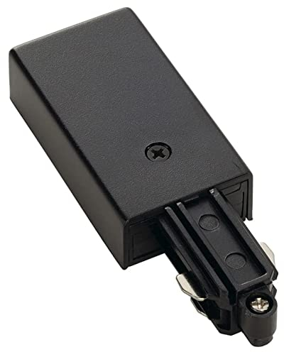 Famlights Schienensystem 1-Phasen Schienensystem Endeinspeiser in Schwarz Schutzleiter Links Schlichte Kunststoff