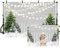 MEHOFOND 2,1 x 1,5 m Weihnachten Winter Hintergrund für Fotografie Weiße Ziegelmauer Zaun Zeder Outdoor Schnee Szene Hintergrund Xmas Party Dekoration Banner Portrait Photo Booth Studio Requisiten