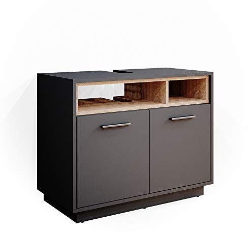 Vicco Mobile sottolavabo per bagno Beatrice, Antracite/Sonoma, 80 x 64 cm