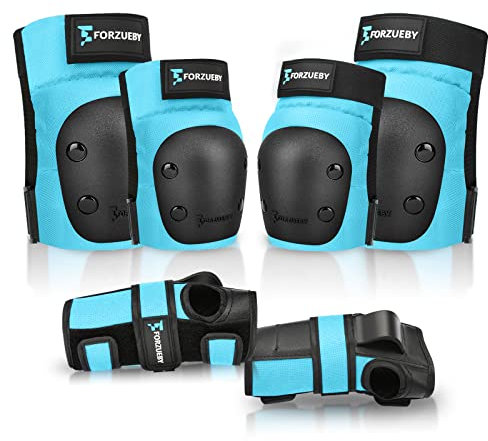 Forzueby Knieschoner, Ellbogenschützer und Handgelenkschützer für Erwachsene&Kinder Protektoren Set, 6 in 1 Schutzausrüstung zum Inliner Skaten, Skateboarden, Scooter Fahren, BMX usw.