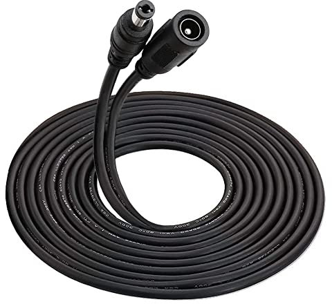 JEEUE 5.5mm x 2.1mm Female to Male DC 12V Power Extension Cable (10 meters)