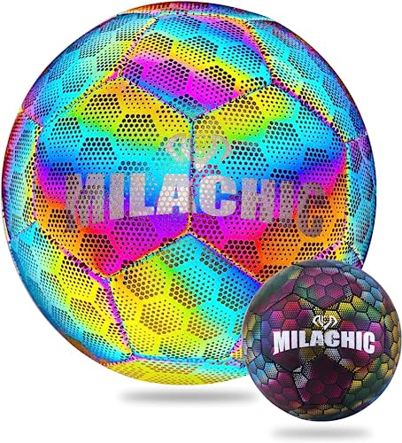 Xakay Reflektierender Fußball, leuchtender Nachtfußball Größe 5 Offizieller Fußball-Trainingsball für Erwachsene Fußball Im Dunkeln Leuchtender für Kinder Erwachsene