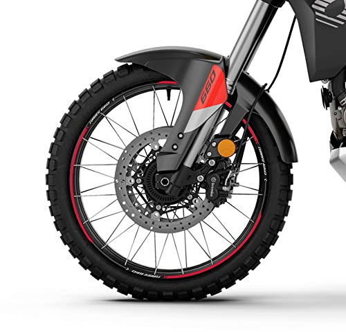 labelbike - Adesivi Strisce Moto Cerchi Ruote Kit Protezioni compatibili con Aprilia Tuareg 660 2022-2025 - Colore Rosso