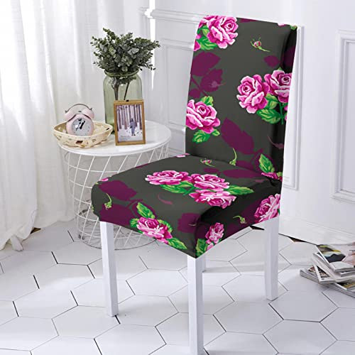 ZZDXL 6 Pièces Housses de Chaise de Salle a Manger Une Rose Housse Chaise Extensible,Housse pour Chaises, Décor de Restaurant,Couvre Chaise Hôtel