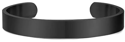 Stfery Armband Gravur Damen, Glänzendes offenes Armband Armband Herren Xl Schwarz als Geburtstagsgeschenke,