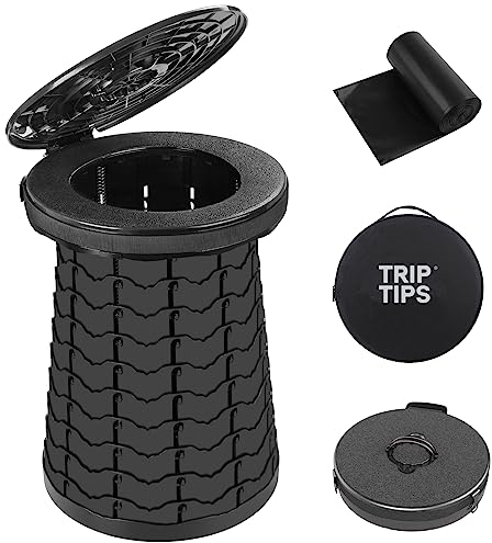 TRIPTIPS Upgrade XXL Retractable Portable Toilet for Camping, Height Adjustable, Foldable Camping Toilet, Collapsible Stool