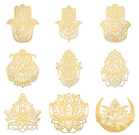 OLYCRAFT 9 Stück Kupfer Aufkleber Selbstklebende Goldene Aufkleber Für Sammelalben DIY Harz Basteln Telefon Und Wasserflaschen Dekoration – 40x40mm
