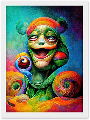 Doppelganger33 LTD Psychedelic Stoned Clown Trippy Colourful Artwork Framed Wall Art Print A4