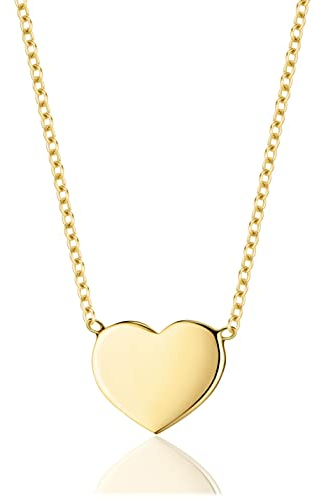 Orovi Collana Donna Cuore Oro Giallo, Vero Oro 9KT 375, Catenina e Pendente Cuore anallergici Made in Italy. Catena regolabile 39-41 Cm.