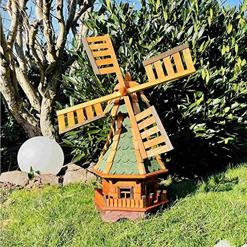 DARLUX Mulino a vento decorativo da giardino in legno con cuscinetti a sfera, marrone, dimensioni (verde XL)