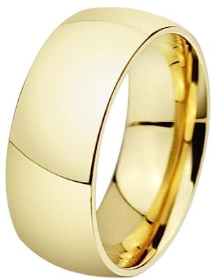 YAHOYA Goldfarbener Ehering für Liebhaber Hochglanzpolierter Edelstahl-Paarring 6mm & 8mm breiter Ring für Damen und Herren