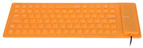 Teclado de Silicona Plegable, 85 Teclas, Teclado Portátil con Cable USB Resistente Al Agua, Teclado Enrollable Delgado Y Silencioso para PC, Portátil, Portátil, Plug and Play (Naranja)