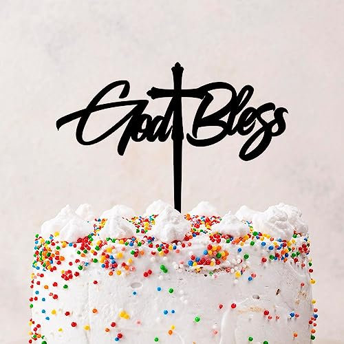 Rimego God Bless Cake Topper Religiöse Taufe Tortenaufsatz Erstkommunion Kuchen Topper Taufe Kind Widmung Andenken Dekorationen