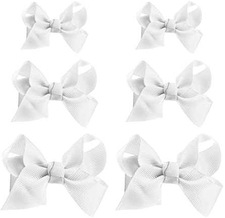 6 Pièces Pince Cheveux avec Nœud Blanc pour Filles Pinces à Cheveux avec Ruban Crocodile Accessoires pour Cheveux pour Adolescentes Tout Petits Noeud Cheveux Fille Enfants Barrette Cheveux Femme