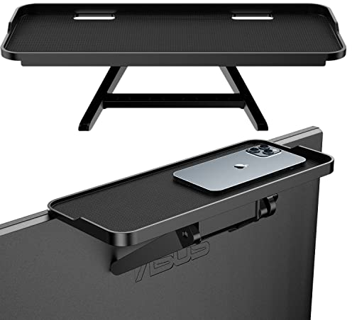 JXMTSPW TV Top Screen Shelf Adjustable Computer Monitor Shelf Storage Bracket Mount Hold Cable Media Box, Game Console, WiFi Router, Remote Controls,Plants Home Decor (Black-1pcs)