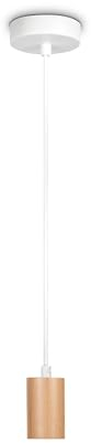 Paco Home Deckenlampe Pendellampe Deckenleuchte Kompatibel Mit Lampenschirm Hängelampe Lampenfasssung E27 Textilkabel Kürzbar 1-Flammig Holz Weiß