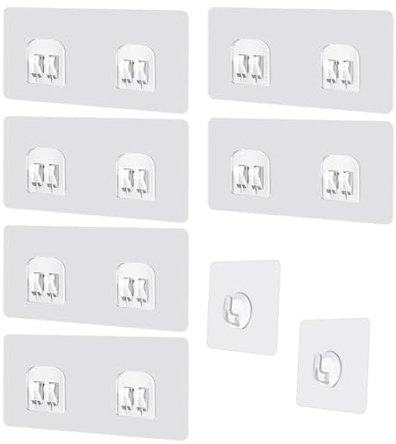 COACOM 8 ganchos autoadhesivos, ganchos para estantes, adecuados para baños, paredes, estantes y armarios, gran capacidad de carga, sin dejar rastros de pegamento