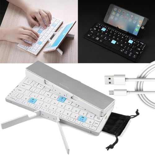 IFFANY Mini folding wireless keyboard, bow folding Bluetooth keyboard, rechargeable portable keyboard, 3 device connection, one-click switching