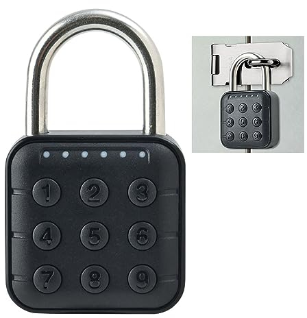 Candado de Contraseña de 6 Dígitos, Candado de Combinación Electrónico Negro para Exteriores, Candado Escolar, Candado de Gimnasio, Candado de Combinación Impermeable IP67 para