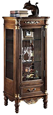 MOOWI Vinoteca Vitrina de Madera for Vino con Puertas de Vidrio, 3 estantes, Vitrina de Vidrio for Sala de Estar, Mueble de Barra de pie, 21,65 x 17,7 x 51,18 para almacenar Vino