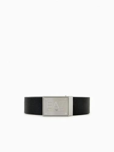 EA7 Herren Gürtel mit Logo-Schnalle, Schwarz, One Size