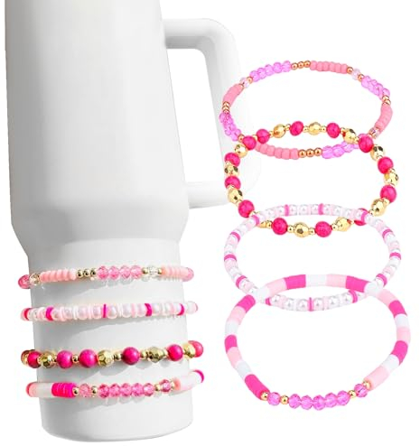 Juome Bracelets for Stanley Cup Accessories, M, Clay, Stretchy Elastic, No Gemstone