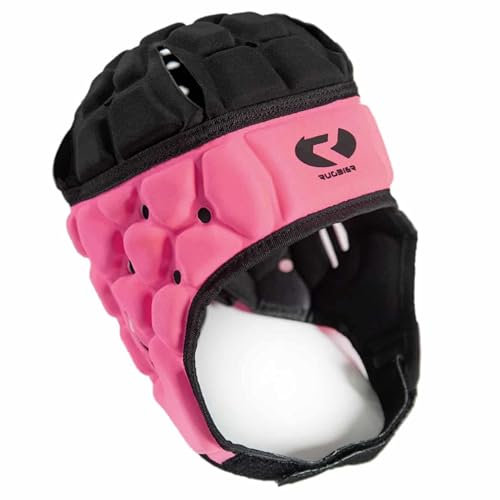Rugbier - Casque de Rugby Professionnel AIR-Pro - Adultes et Adolescents Unisexe - Réglable - Protection de Tête Rembourrée - Modèle Rose/Noir (S)
