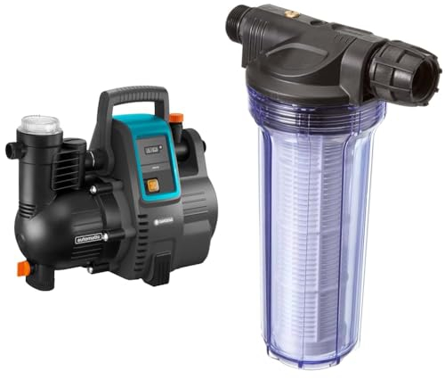 Gardena Hauswasserautomat 4000/5E & 01730-20 Pumpen-Vorfilter 180 mm x 33,25 mm (1) AG, 30,3 mm (1) IG Kunststoff, Standard, bis zu 6000 l/h