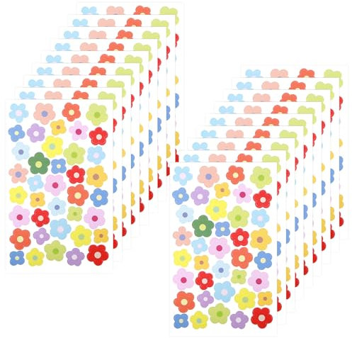 LLOUSSAK 702Pcs Daisy Flower Stickers - Cute Small Self-Adhesive Pastel Stickers for Scrapbooking, Water Bottle, Laptop, Car, Cellphone Case, Arts Craft