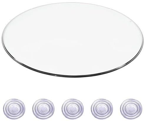 BVDHASDBT Plateau rond en verre trempé transparent de 380 à 450 à 900 mm, pour tables de salle à manger, tables basses, tables de jardin, plateau rond en verre trempé transparent, 80 cm