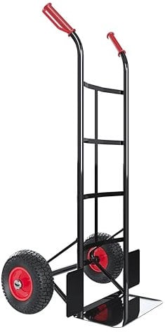 Carrello Portapacchi A Mano Portata 200 Kg Con Ruote Pneumatiche Rinforzate Telaio In Acciaio Tubolare Trasporto Pacchi Grandi Portacasse Portasacchi 45 x 50.5 x 116 Cm (Nero)