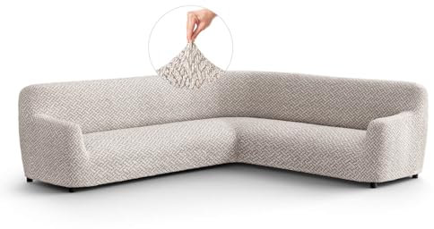 PAULATO - Sofabezug Ecksofa-Husse aus der Kollektion Venezia Mikrofaser, kratzfestes und maschinenwaschbares Gewebe, WavyTech-Technologie, Made in Italy - Venezia Natürlich