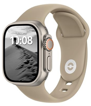 ELETTRONEO SB Correa Deportiva para Apple Watch Ultra 2 49mm, Series 10 46mm, 9 8 7 45mm 41mm, SE 6 5 4 44mm 40mm, 3 2 1 42mm 38mm Pulsera Strap, Travertino