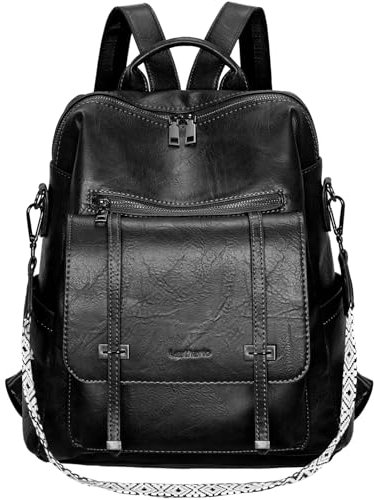 Leathario Backpack Womens, Vegan Leather Rucksack Bag for Women, Ladies Fashion Backpacks for Work University Travel Business