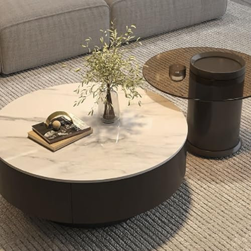 Salon ménage thé verre table à thé grande et petite table basse ronde combinaison minimaliste ardoise table basse moderne petit appartement,Salon ménage lumière luxe simple table à thé petit apparteme