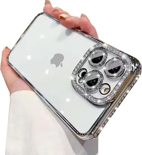 Case for iPhone 12 Pro Max, Diamond Glitter Phone Case [Ultra Slim] Scratch Resistant Sparkle Bling Gel Rubber Soft Skin Silicone [Protective Case] Clear Cover for iPhone 12 Pro Max - Silver