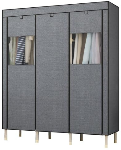 GLMGBP Tragbarer Hängeschrank, tragbarer Kleiderschrank-Aufbewahrungsorganizer, Stahlrohr, Kleiderstange, Regal, zusätzliches Aufbewahrungstuch, 150 x 50 x 190 cm